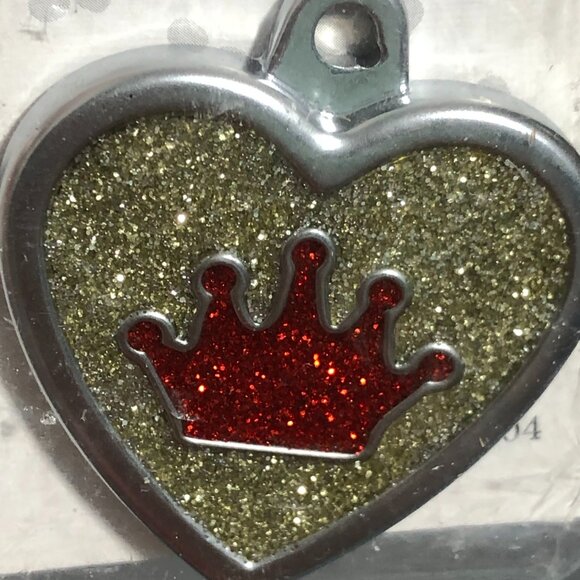 TagWorks Custom Glitter Epoxy Heart Crown Dog Tag - Picture 3 of 5